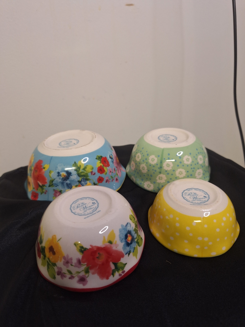 The Pioneer Woman Floral and Polka Dot Prep Bowls - Blue, Green, Yellow, Wt